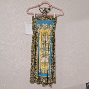 Magic Yellow and Blue Midi Dress